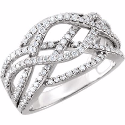 651691:100:P 14kt White 3/4 CTW Diamond Criss Cross Ring