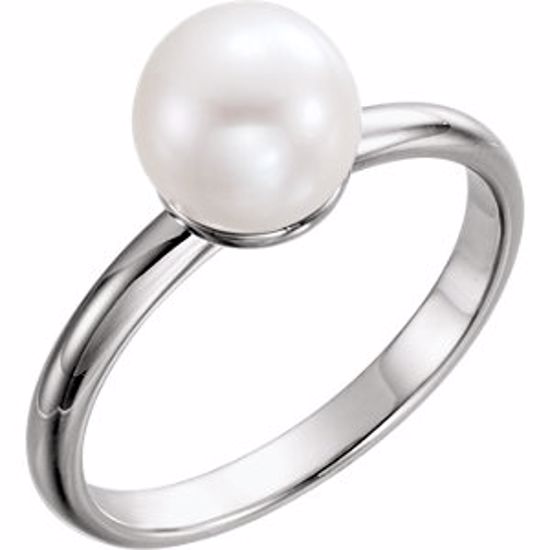 6470:6005:P 14kt White 7.5-8mm Freshwater Cultured Pearl Ring