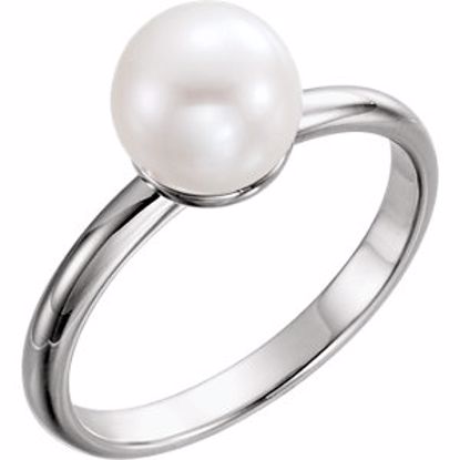 6470:6007:P Platinum 7.5-8mm Freshwater Cultured Pearl Ring