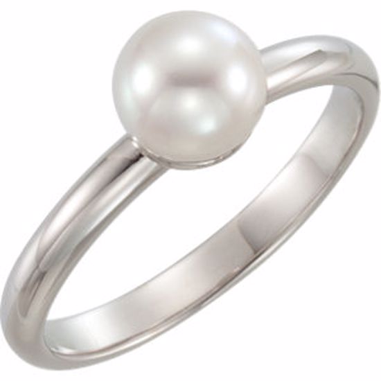 6470:6003:P Platinum 6.5-7mm Freshwater Cultured Pearl Ring