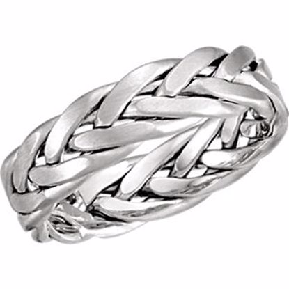 50628:10052:P Platinum 6.5mm Hand Woven Band Size 9.5 