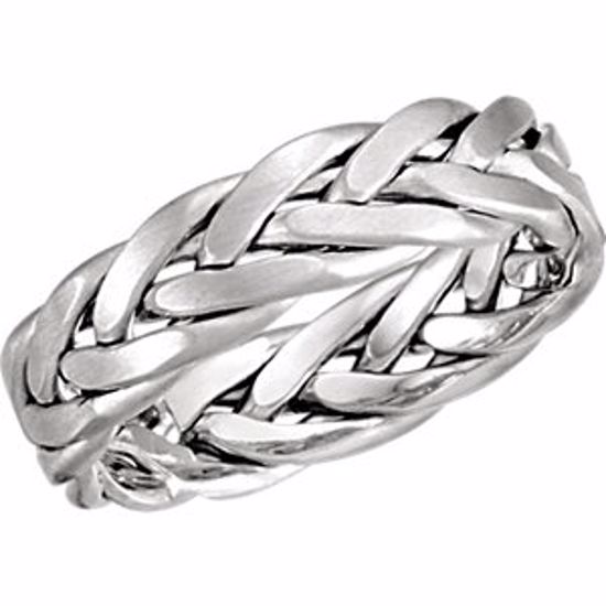 50628:10052:P Platinum 6.5mm Hand Woven Band Size 9.5 