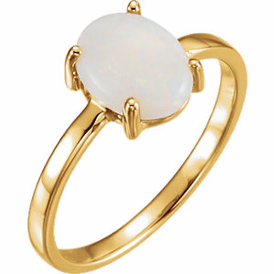 71686:661:P 14kt Yellow 9x7mm Oval Opal Cabochon Ring
