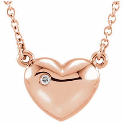 86194:6003:P 14kt Rose .01 CTW Diamond Heart 16.5" Necklace