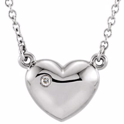 86194:6001:P 14kt White .01 CTW Diamond Heart 16.5" Necklace