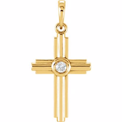 R42331:6000:P 14kt Yellow .06 CTW Diamond Cross Pendant