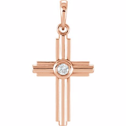 R42331:6003:P 14kt Rose .06 CTW Diamond Cross Pendant