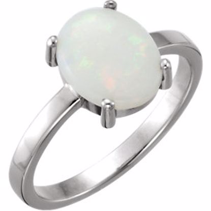 71686:660:P 14kt White 9x7mm Oval Opal Cabochon Ring