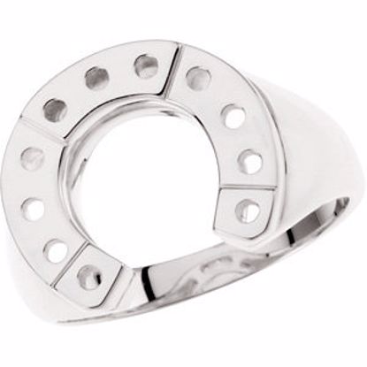 9034:100:P 10kt White 2.2mm Round Men's Horseshoe Ring Mounting