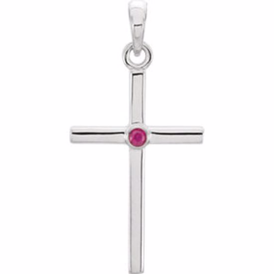 R42325:6005:P Platinum Ruby Cross 22.75x11.3mm Pendant  