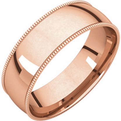 MGRL12:618:P 14kt Rose 6mm Light Comfort Fit Milgrain Band 