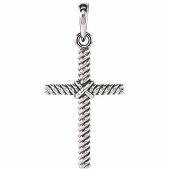 R42327:1013:P Platinum 23.8x11.35mm Rope Design Cross Pendant