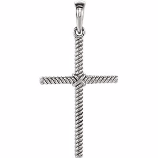 R42327:1014:P Platinum 13.95x16.25mm Rope Design Cross Pendant