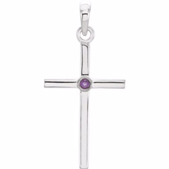 R42325:6012:P 14kt White Amethyst Cross 22.75x11.3mm Pendant  