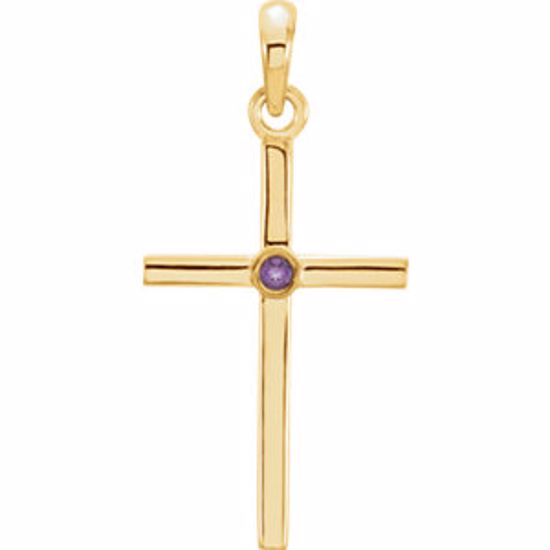 R42325:6013:P 14kt Yellow Amethyst Cross 22.75x11.3mm Pendant  