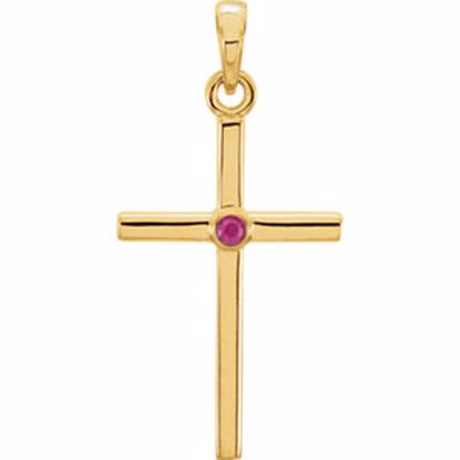 R42325:6004:P 14kt Yellow Ruby Cross 22.75x11.3mm Pendant  