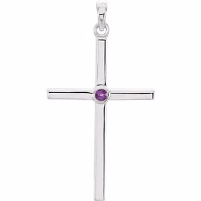 R42325:6027:P 14kt White Amethyst Cross 30.55x16.55mm Pendant  