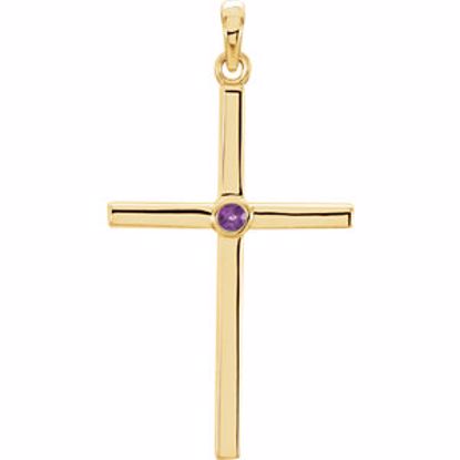 R42325:6028:P 14kt Yellow Amethyst Cross 30.55x16.55mm Pendant  