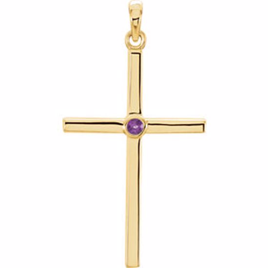 R42325:6028:P 14kt Yellow Amethyst Cross 30.55x16.55mm Pendant  