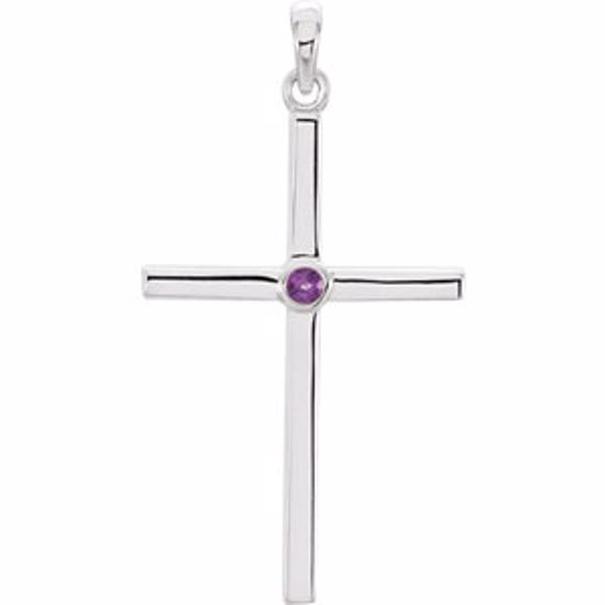 R42325:6029:P Platinum Amethyst Cross 30.55x16.55mm Pendant  