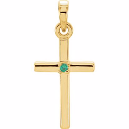 R42326:6001:P 14kt Yellow Emerald Cross 19.2x9mm Pendant