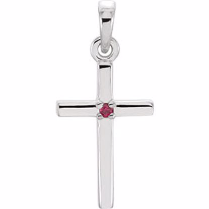 R42326:6003:P 14kt White Ruby Cross Pendant