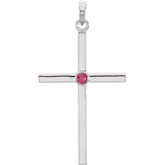 R42325:6020:P Platinum Ruby Cross 30.55x16.55mm Pendant  