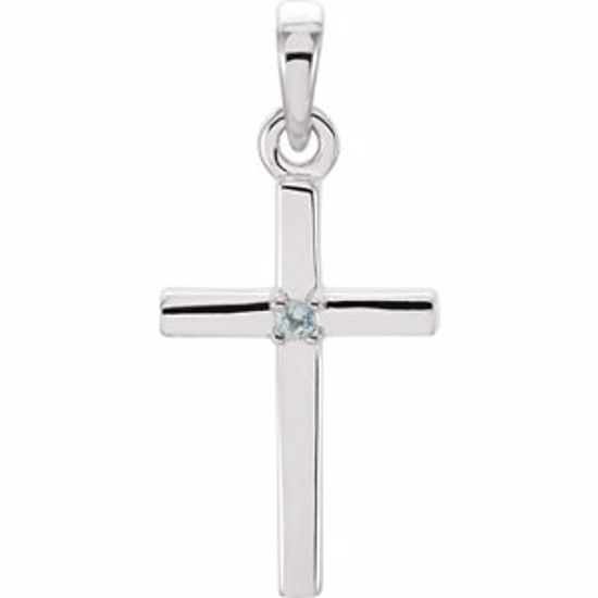 R42326:6011:P Platinum Aquamarine Cross Pendant