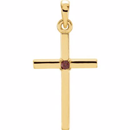 R42326:6013:P 14kt Yellow Mozambique Garnet Cross 22.65x11.4mm Pendant