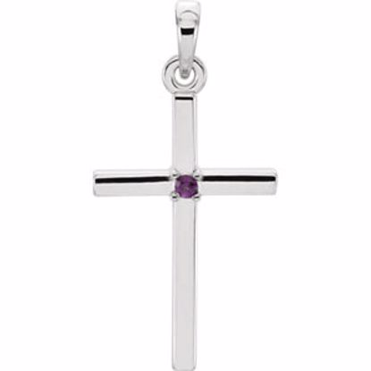 R42326:6015:P 14kt White Amethyst Cross 22.65x11.4mm Pendant