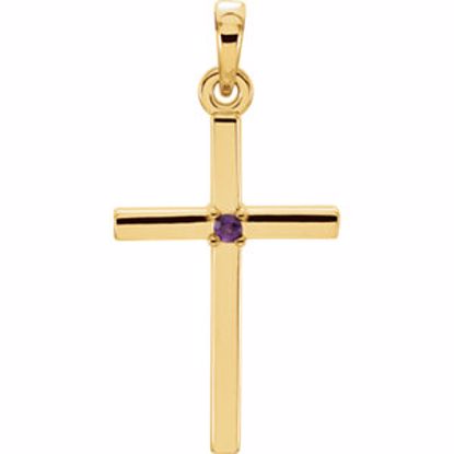 R42326:6016:P 14kt Yellow Amethyst Cross 22.65x11.4mm Pendant