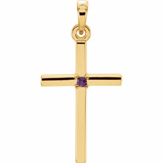 R42326:6016:P 14kt Yellow Amethyst Cross 22.65x11.4mm Pendant