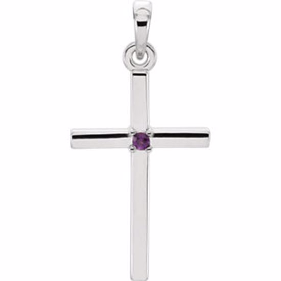 R42326:6017:P Platinum Amethyst Cross 22.65x11.4mm Pendant