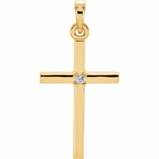 R42326:6019:P 14kt Yellow Aquamarine Cross 22.65x11.4mm Pendant