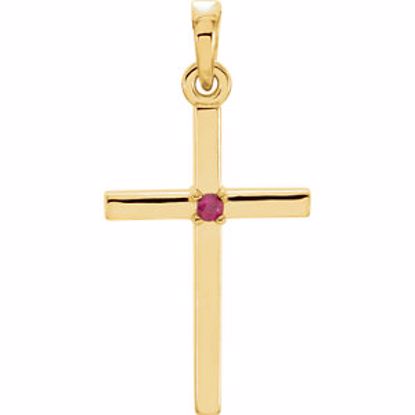 R42326:6031:P 14kt Yellow Ruby Cross 22.65x11.4mm Pendant