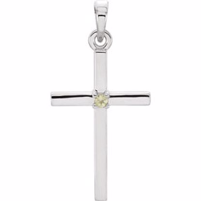 R42326:6033:P 14kt White Peridot Cross Pendant