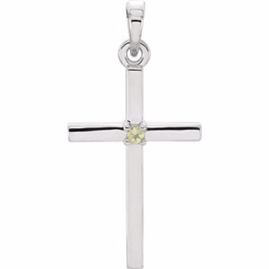 R42326:6033:P 14kt White Peridot Cross Pendant