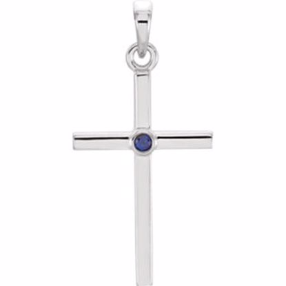 R42326:6038:P Platinum Blue Sapphire Cross 22.65x11.4mm Pendant