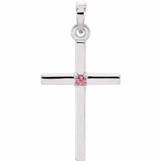 R42326:6041:P Platinum Pink Tourmaline Cross 22.65x11.4mm Pendant