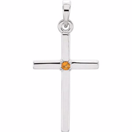 R42326:6042:P 14kt White Citrine Cross 22.65x11.4mm Pendant