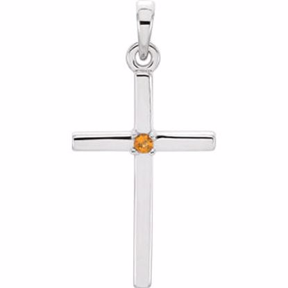 R42326:6044:P Platinum Citrine Cross 22.65x11.4mm Pendant