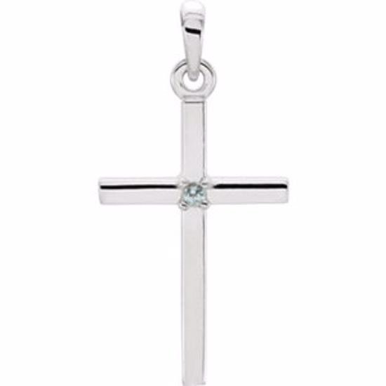 R42326:6047:P Platinum Blue Zircon Cross 22.65x11.4mm Pendant