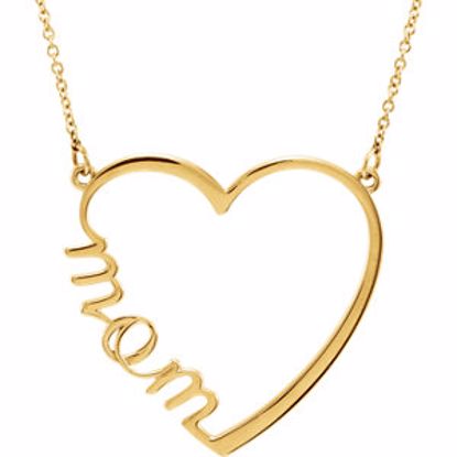 86206:6001:P 14kt Yellow "Mom" Heart 17" Necklace