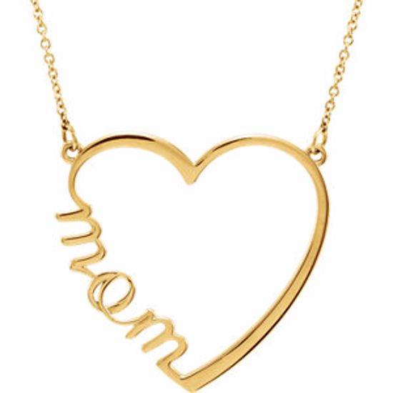 86206:6001:P 14kt Yellow "Mom" Heart 17" Necklace