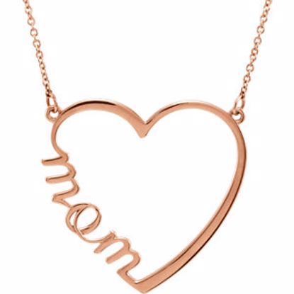 86206:6003:P 14kt Rose "Mom" Heart 17" Necklace