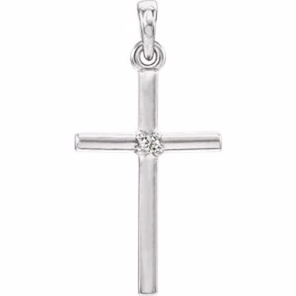 R42326:6021:P 14kt White White Sapphire Cross 22.65x11.4mm Pendant