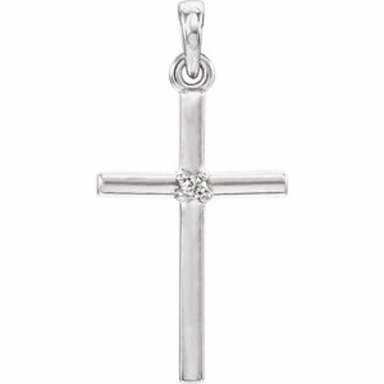 R42326:6021:P 14kt White White Sapphire Cross 22.65x11.4mm Pendant