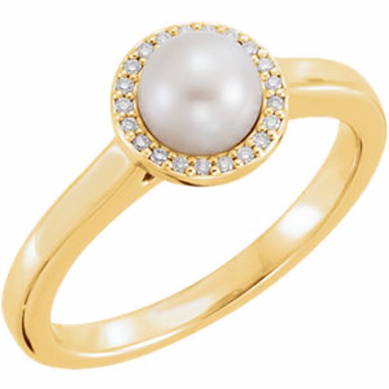 6471:6000:P 14kt Yellow Freshwater Cultured Pearl & .05 CTW Diamond Halo-Styled Ring