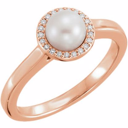 6471:6002:P 14kt Rose Freshwater Cultured Pearl & .05 CTW Diamond Halo-Styled Ring