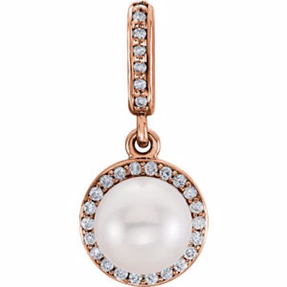 85901:6005:P 14kt Rose Freshwater Cultured Pearl & 1/10 CTW Diamond Pendant 